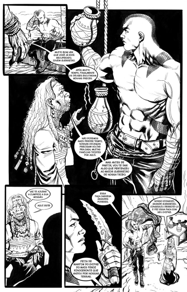 Page 10: a woman from the village speaks with NAJA and gives him a knife.