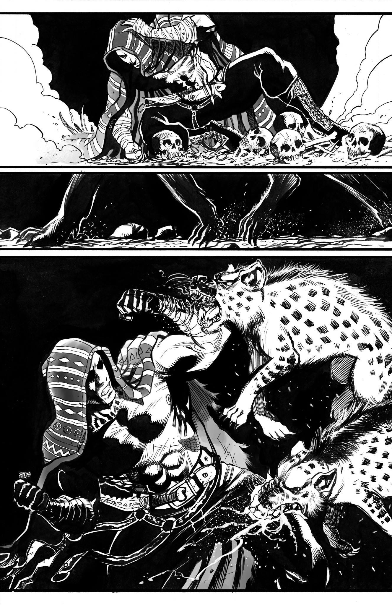 Page 15: NAJA fights a pack of hyenas.
